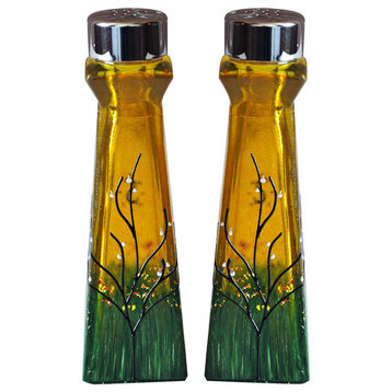 Hand Painted Salt and Pepper Shakers, Amber, Large 3oz