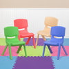4 Pack Plastic Stackable Chairs 10.5" Seat Height, Assorted Colors