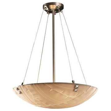 Justice Designs Porcelina 24" Pendant Bowl With Point Finials, Brushed Nickel