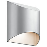 Kichler - Kichler Wesley Outdoor Wall 1-Light LED, Platinum - Wesly 1 Light LED Outdoor Wall Light mirrors the lines and shapes found on your contemporary home. The half-moon silhouette at top and bottom is lined with etched glass to shed brilliant light. To finish this sleek look our Wall Light is finished with Platinum.