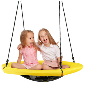 Nest Tree Swing, 40”Round Swing w/ Adjustable Hanging Ropes & Metal Frame