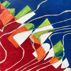 Woodgrain Series red/blue - Paintings