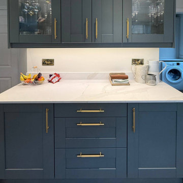 Green & Light Pink Shaker Kitchen in Thrapston