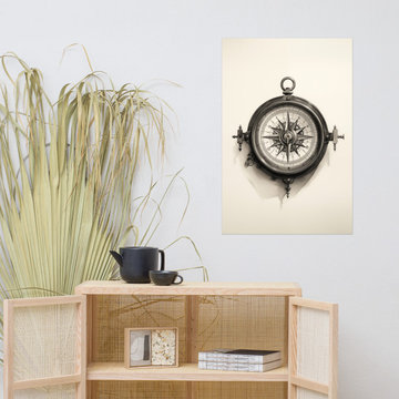Nautical Artwork: Charting the Course Charcoal Drawing - Digital Artwork Loose