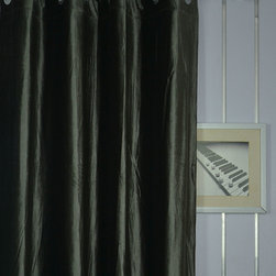 Hotham Gray and Black Plain Ready Made Velvet Curtains and Fabrics Grommet Headi - Curtains