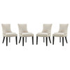 Modern Contemporary Urban Living Dining Side Chair, Set of 4, Beige