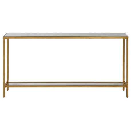 Uttermost 24685 Hayley 60"W Metal Console Table - Antiqued Gold Leaf
