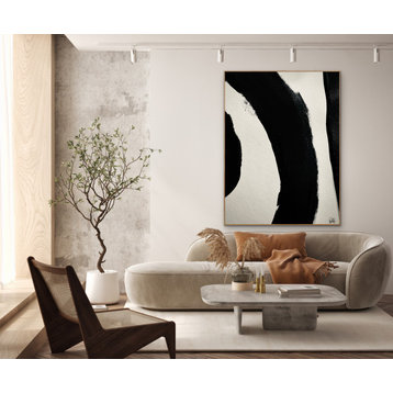 60x48 inch Minimalistic Black White abstract modern Painting Handmade Art