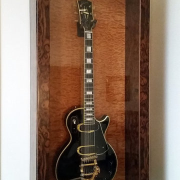 Guitar Display Cabinetry in Walnut Burl
