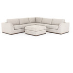 Four Hands - Colt 3-Piece Sectional With Ottoman,Aldred Silver - Simply styled for everyday lounging, complete with a matching ottoman. A textural poly/linen blend covering adopts a neutral off-white hue, with subtly flared sides for shapely effect and a plinth-style, wrapped wooden base.
