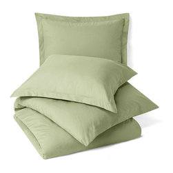 Royal Tradition - 100% Microfiber Solid 3PC Duvet Cover Set, Sage, King/Cal King - Duvet Covers And Duvet Sets