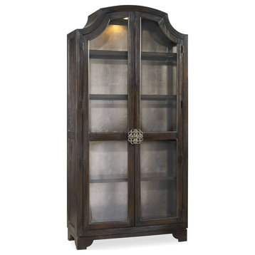 Hooker Furniture 3031-50001 44"W Oak Wood Display Cabinet - Distressed Ebony