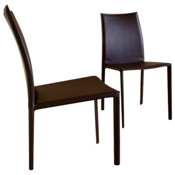 Baxton Studio Rockford Brown Leather Dining Chair, Set of 2