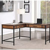 Industrial L-Shaped Desk, Large Top With Charging Station & Grommet, Brown