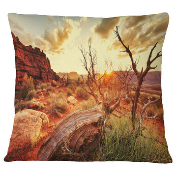 Colorful Fall American Prairie Landscape Printed Throw Pillow, 16"x16"