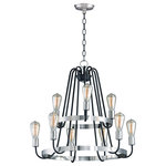 Maxim - Haven 9-Light Chandelier, Black and Satin Nickel - Arms that gracefully descend from a collector cradle a round metal band that can be removed for a minimalistic look. Available in two finish combinations: Black with Satin Nickel Accents and Oil Rubbed Bronze with Antique Brass accents.