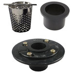 Serene Drains - Cast Iron 4 Bolt Drain with Rubber Fitting and Hair Trap Set - Cast Iron 4 Bolt Drain Base with Rubber Fitting & Hair Trap