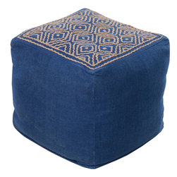 Navy Diamond Pattern Pouf - Floor Pillows And Poufs