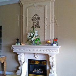 Stone Fireplace Mantels with overmantel. - Indoor Fireplaces