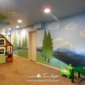 Kid's playroom - Seattle Cityscape - Cascade Mountains - Mount Rainier mural