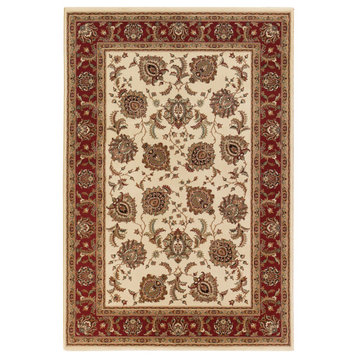 Aiden Traditional Vintage Inspired Ivory/Red Rug, 4' x 5'9"