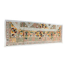 Consigned Ethnic Boho and Sari White Patchwork Mirror Embroidered Tapestry