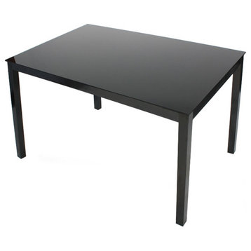 Better Home Products Elliott Tempered Glass Metal Dining Table in Black