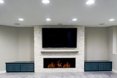 Inspiration for a modern basement remodel in Other