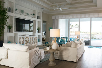 Beach style living room photo in Miami