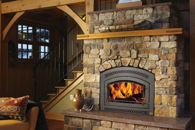 Example of a transitional living room design in Seattle
