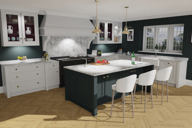 Photorealistic image of a painted kitchen with Aga