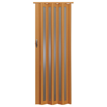 Homestyle Metro 36" x 80" Aluminum Frosted Square Folding Door, Beech Frosted