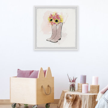 "Floral Cowboy Boots" Framed Painting Print