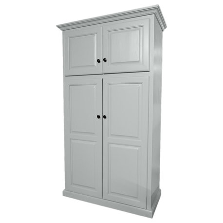 Traditional Kitchen Pantry With Upper Storage, Bright White
