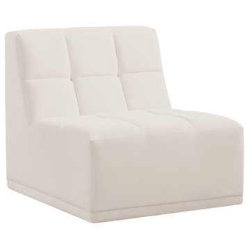 Relax Velvet Upholstered Armless Chair, Cream