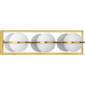 Pearl LED 3-Light Satin Brass Opal Glass LED Modern Bath Vanity Light