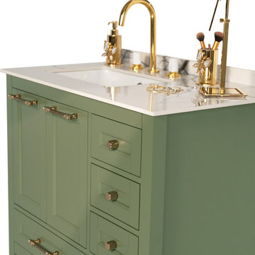 36 inch Green Single Sink Vanity