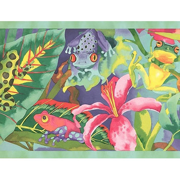 Wallpaper Border Rainbow Rainforest Frogs Great9"x15'