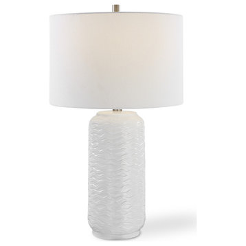 27" Coastal White Ceramic Table Lamp