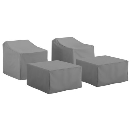 4-Piece Furniture Cover Set, Gray, 2 Arm Chairs, 2 Ottomans