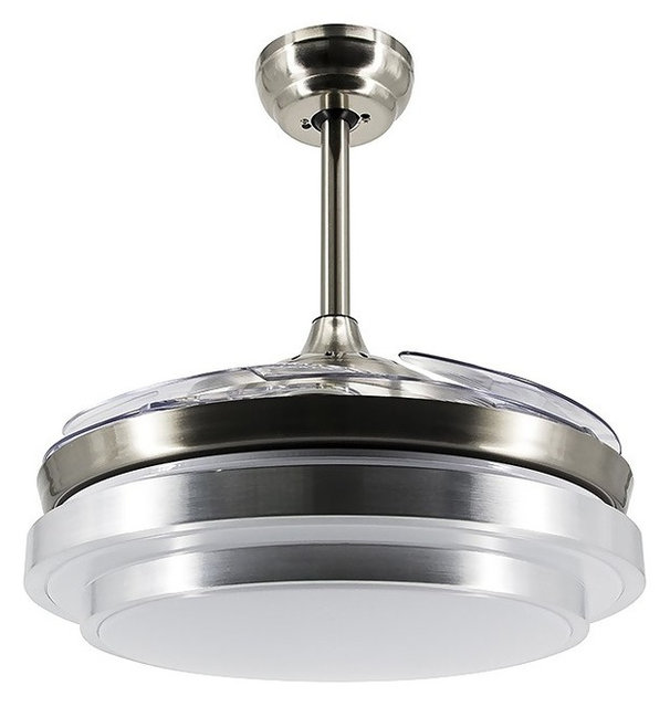 Small Round Shaped Led Ceiling Fan With Foldable Blades Chrome Small Round Shaped Led Ceiling Fan With Foldable Blades Chrome