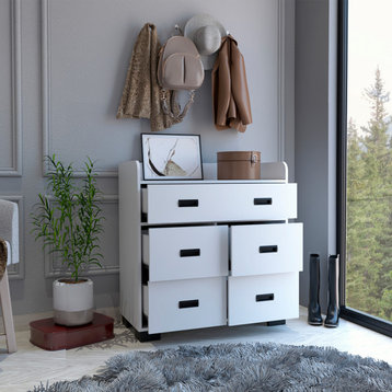 Anemone Dresser, with Double Drawer, and 4 Single Drawers, White