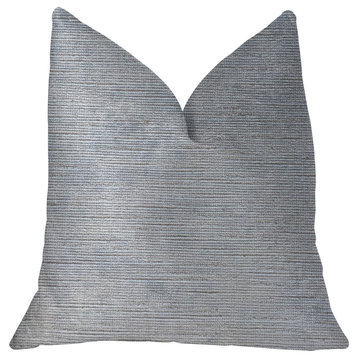 Icy Sky Blue and Silver Luxury Throw Pillow, 18"x18"