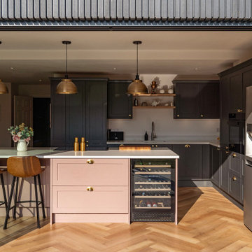 Grey and Pink Shaker Kitchen in Stadhampton