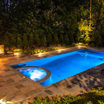 Luxury Inground Swimming Pool & Glass Tile Spa Design & Installation- Bergen Cou