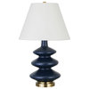 26" Blue and Gold Glass Table Lamp With White Empire Shade