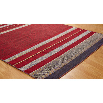 ANDES Ruby Hand Made Cotton Chenille Area Rug, Red, 8'6"x11'6"