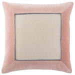 Jaipur Living - Jaipur Living Hendrix Border Down Throw Pillow, Blush, Poly Fill - The Emerson pillow collection features an assortment of clean-lined, coordinating accents crafted of luxe cotton velvet. The Hendrix pillow boasts a border design and piped edge detailing in a soft blush and cool gray color scheme.