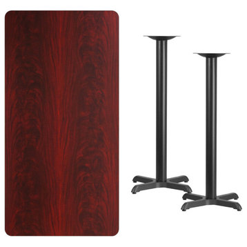 Flash Furniture Rectangular Laminate Table Top, 2 Bar Table Bases