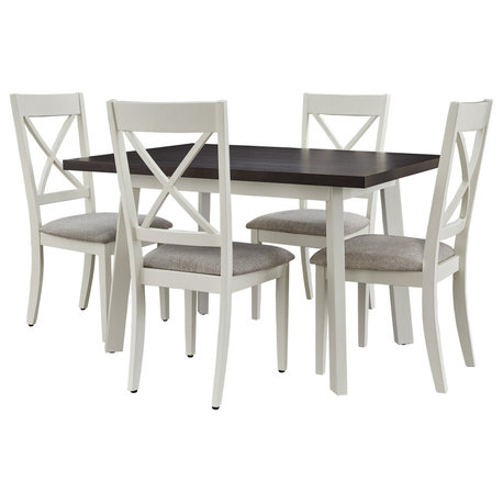 Salt and Pepper 5-Piece Dining Table Set, Dark Brown/Alabaster